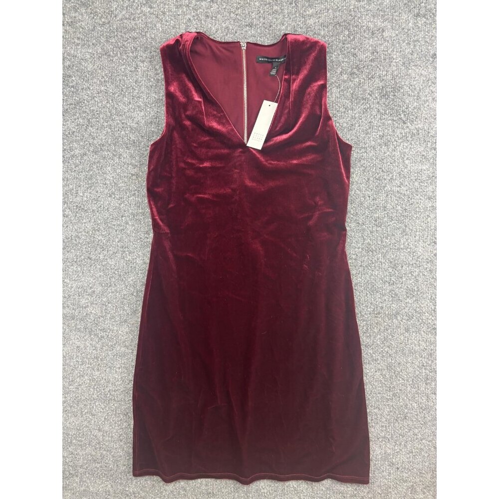 White House Black Market Dress Womens 0 Red Velvet Shift Choker Cocktail